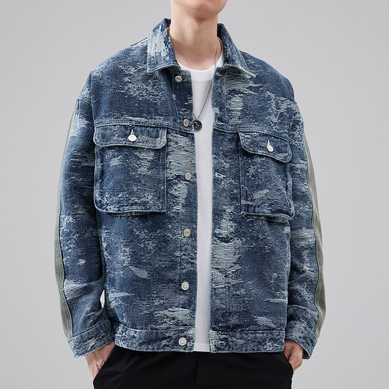High Street American Classic Retro Patterned Denim Casual Jacket Shirt by http://Lolyshop.shop