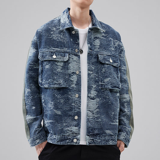 High Street American Classic Retro Patterned Denim Casual Jacket Shirt by http://Lolyshop.shop