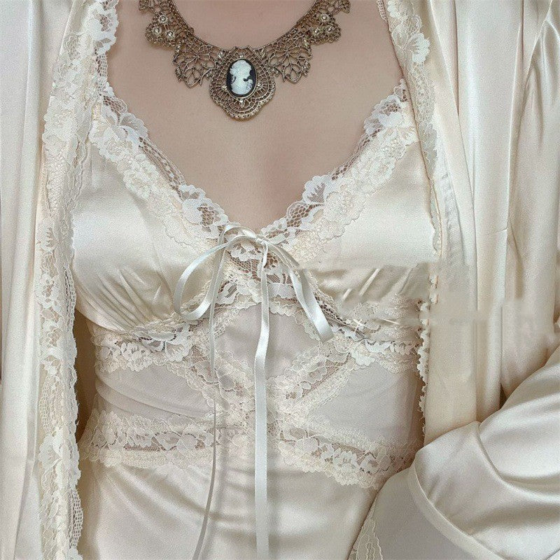 French Vintage Silk Smooth Skincare Sleeping Skirt by http://Loyshop.shop