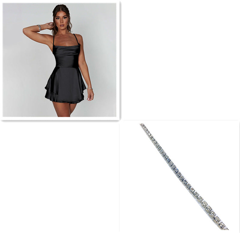 Sexy Suspender Skirt For Women Elegant Slim Strap Satin Backless Lace Up A-Line Short Dress Lady by http://Lolyshop.shop