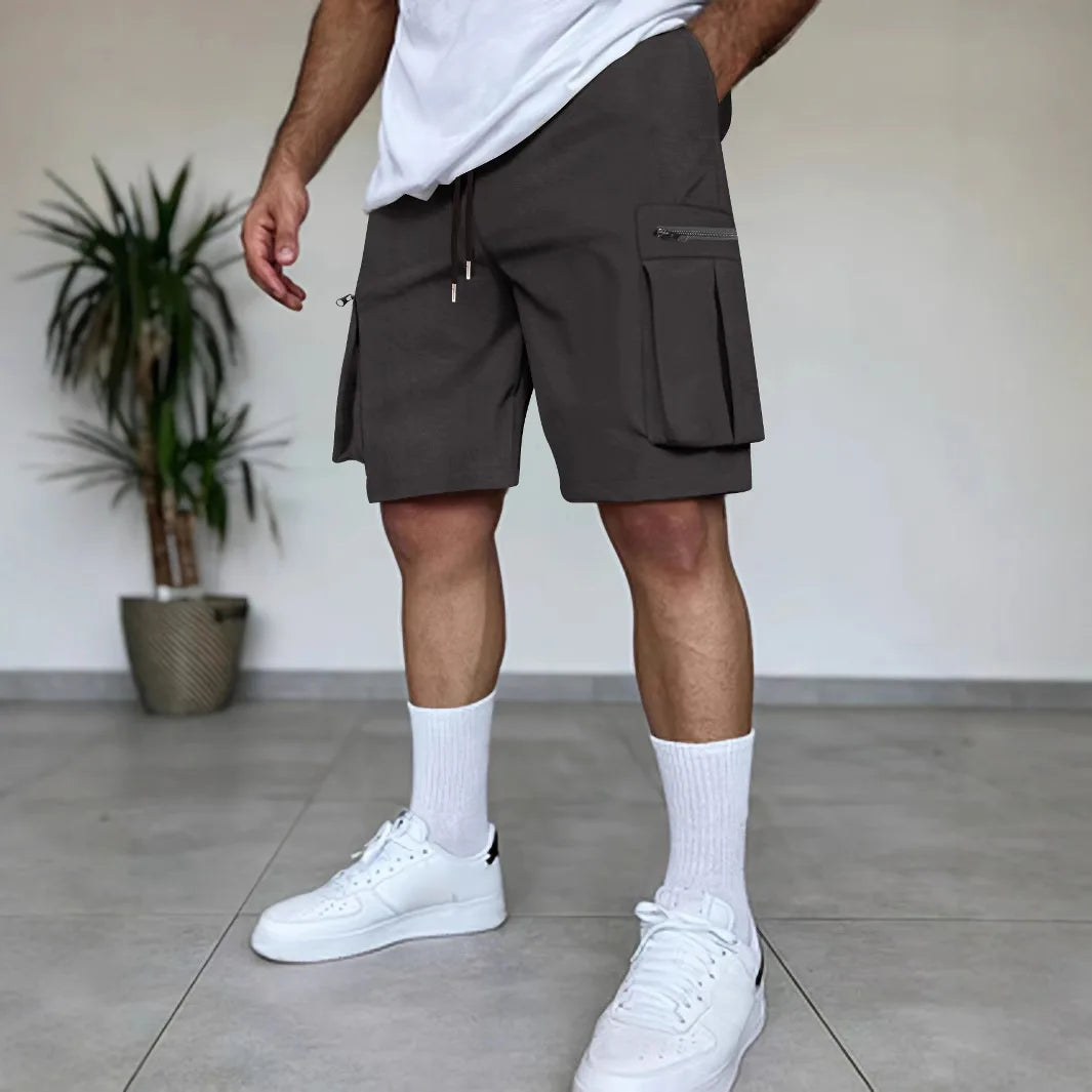 Summer new solid-color high-quality short men's casual mountain-style multi-pocket shorts, workwear lightweight capcropped pants - Http:// Lolyshop.shop