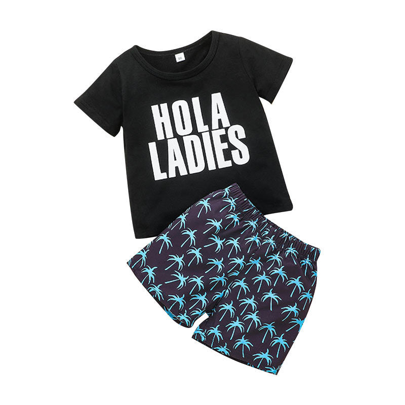 Kid Shorts Set Children's Summer Clothing Letter T-shirt Korean Two-piece For Boys by http://Lolyshop.shop