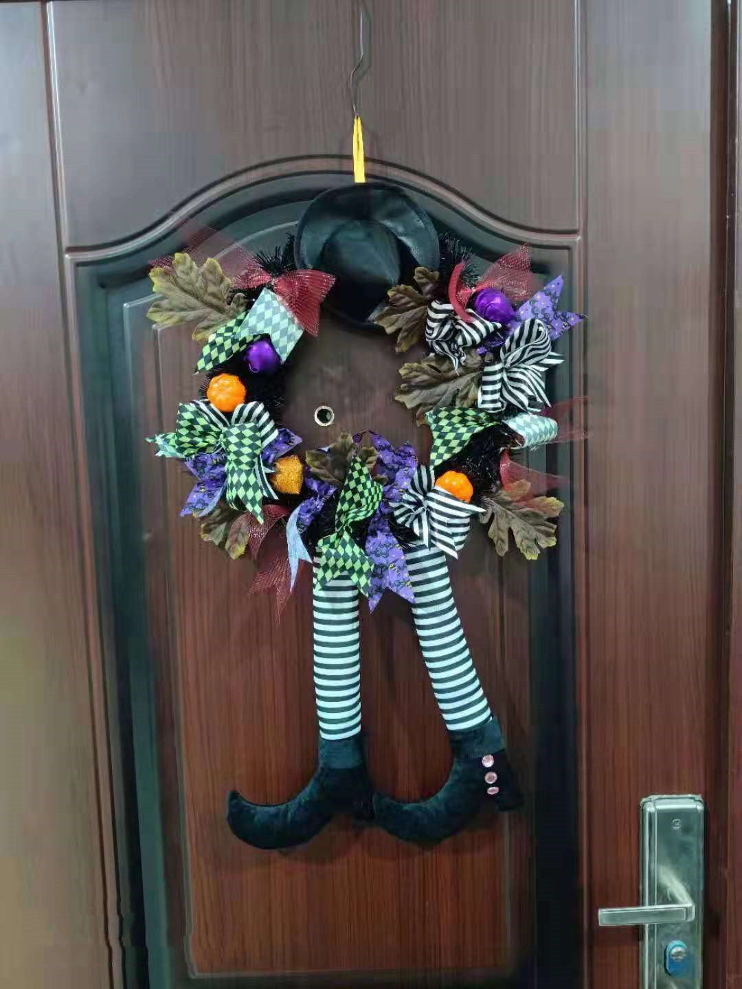 Halloween Door Hanging Wreath Supplies Decoration Halloween Witch Hat Leg Pumpkin Door Wreath Halloween For Home Party Supplies by http://Loyshop.shop