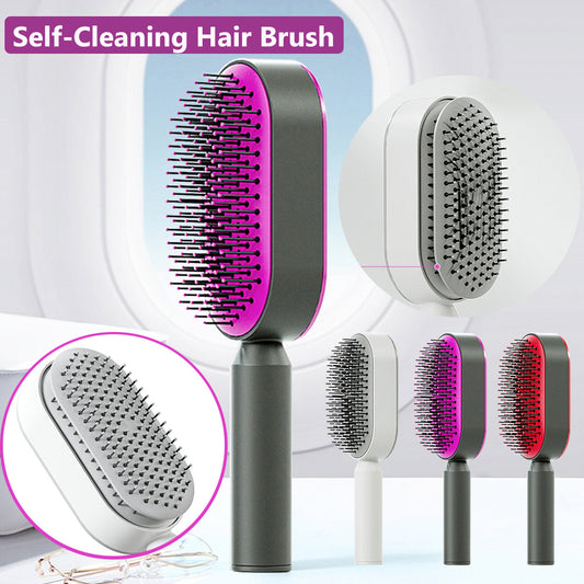 Self Cleaning Hair Brush For Women One-key Cleaning Hair Loss Airbag Massage Scalp Comb Anti-Static Hairbrush by http://Lolyshop.shop