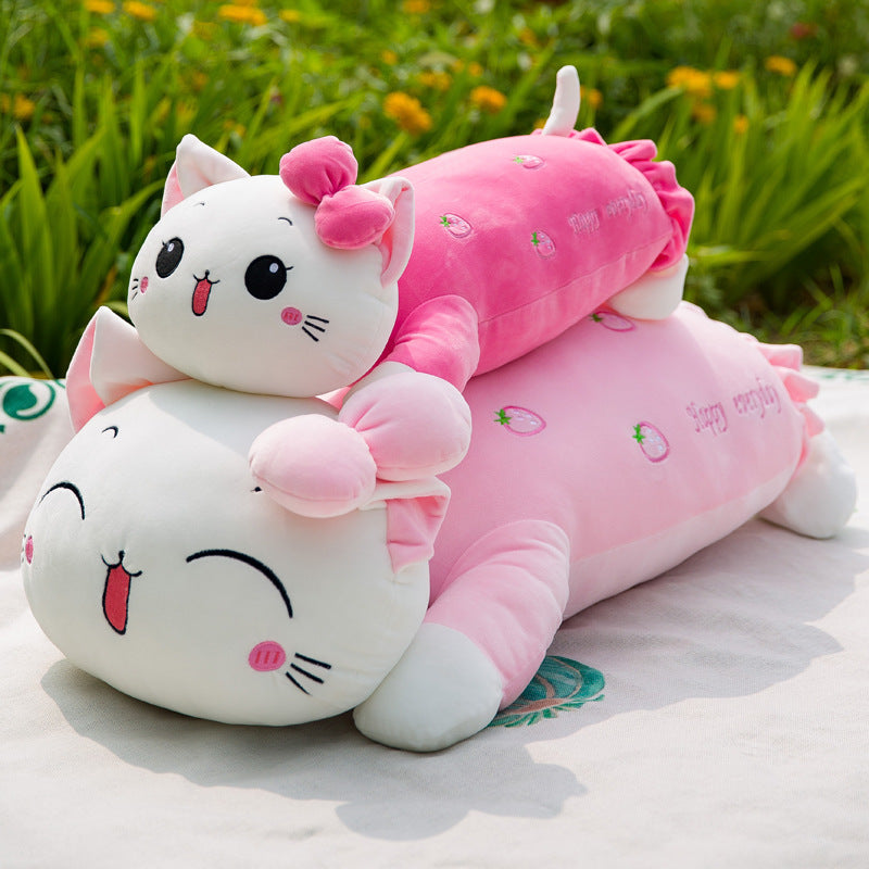 Girl's Heart Cat Plush Toy Soft Long Pillow by http://Lolyshop.shop