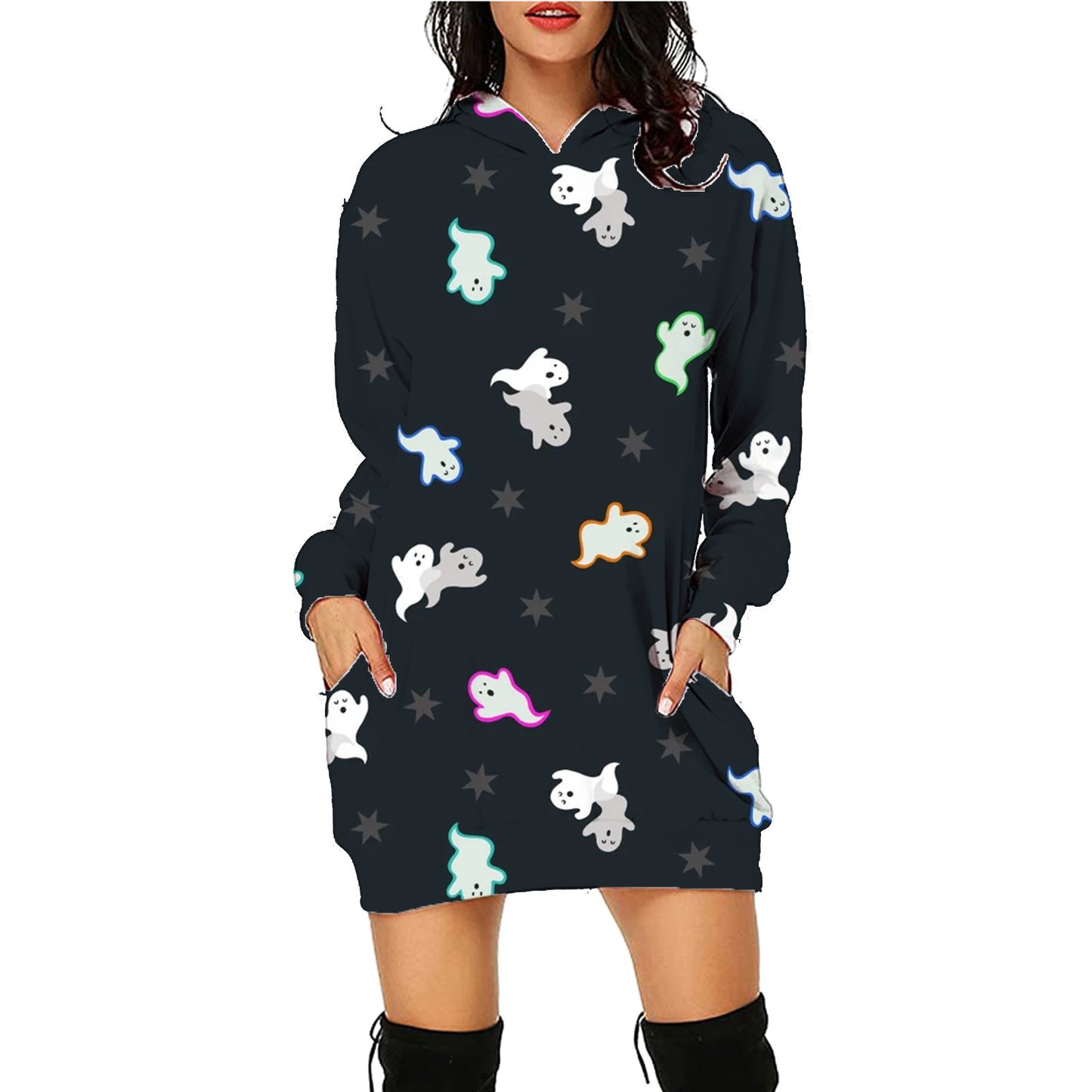 Halloween Print Long Hoodie With Pockets Sweater Long Sleeve Clothes Women by http://Loyshop.shop
