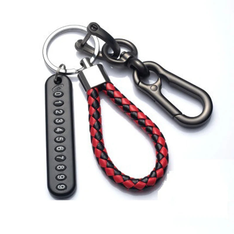 Trendy DIY Mobile Phone Number Plate Pendant Keychain for Men Punk Simple Woven Leather Rope Anti-lost Car Key Chain Accessories - Http:// Lolyshop.shop