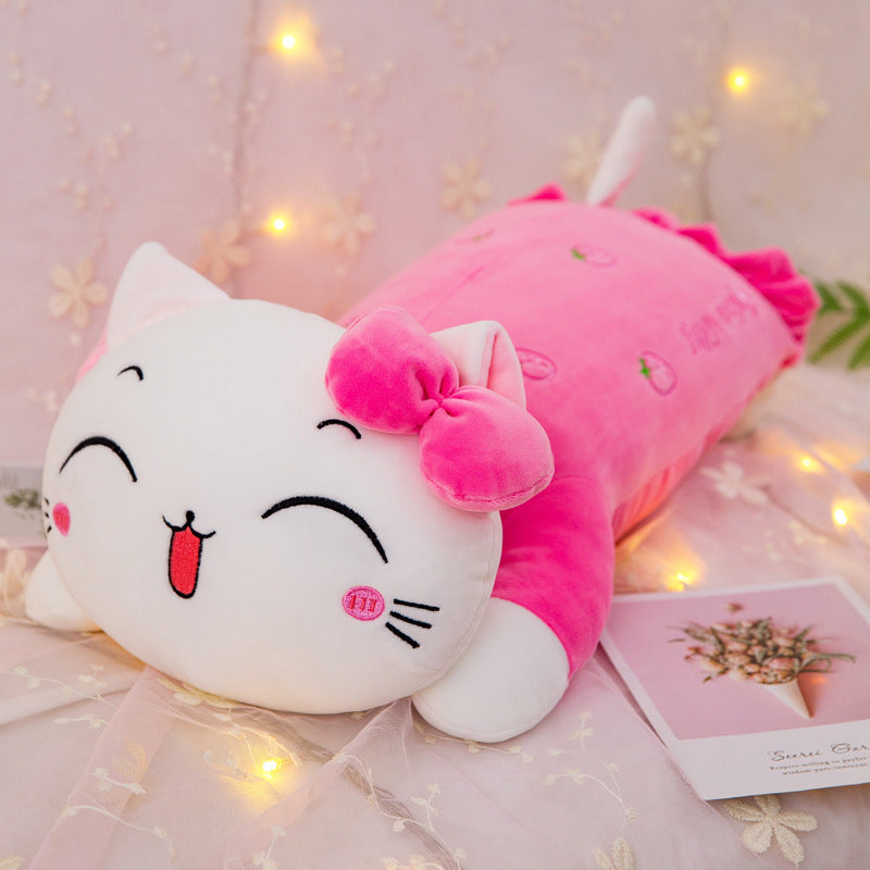 Girl's Heart Cat Plush Toy Soft Long Pillow by http://Lolyshop.shop