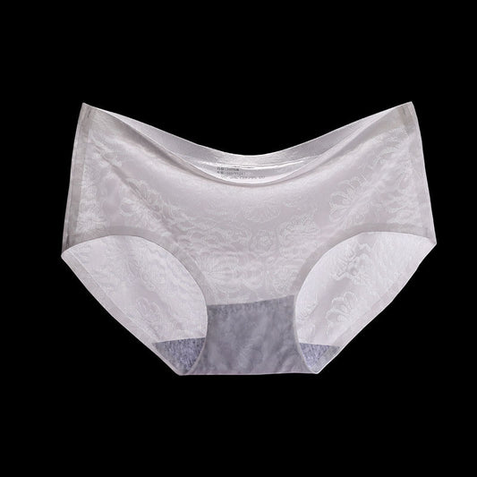 Ice Silk Seamless Panties Women's Mid-waist Jacquard
