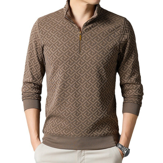 Long Sleeve T-shirt Zipper And Lapel Casual Stand Collar Bottoming Shirt Men's Clothing by http://Loyshop.shop