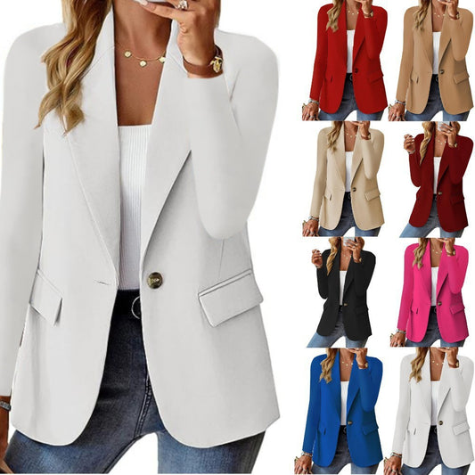 Ins Lapel Button Jacket Fashion Commuter Casual Suit Jacket Women's Long-sleeved Tops Outwear Clothing by http://Loyshop.shop