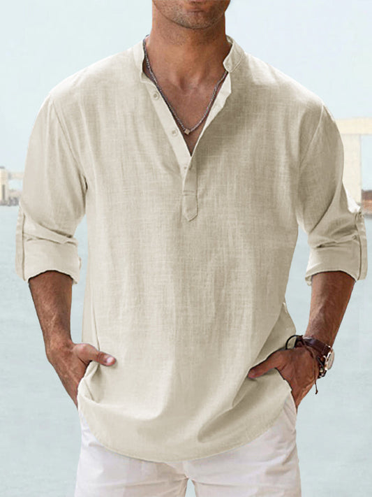 New Men's Casual Blouse Cotton Linen Shirt Loose Tops Long Sleeve Tee Shirt Spring Autumn Casual Handsome Men's Shirts https://Lolyshop.shop