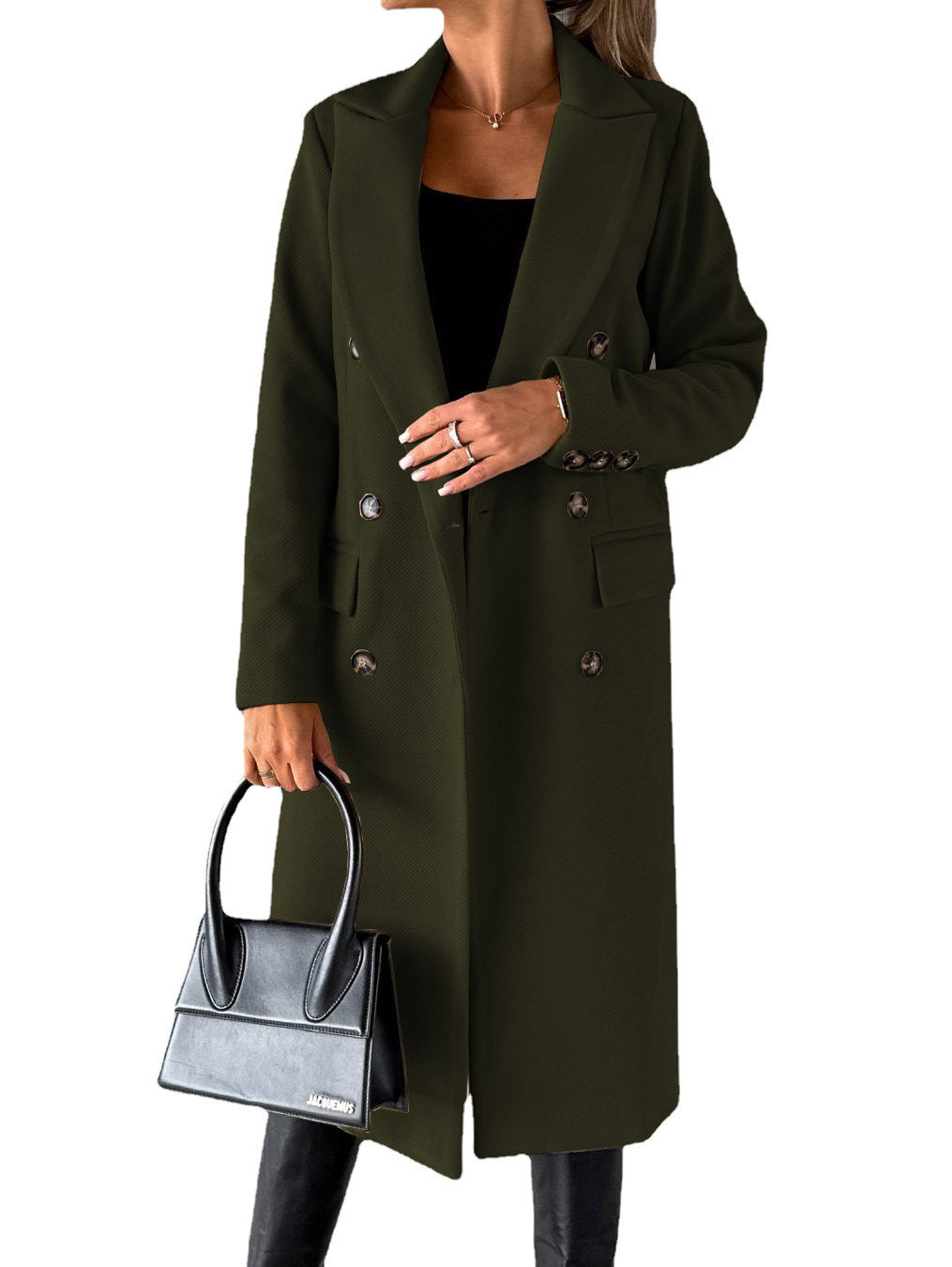 Double Breasted Lapel Coat Winter Fashion Solid Slim Long Jacket Long Sleeve Tops Womens Clothing by http://Loyshop.shop