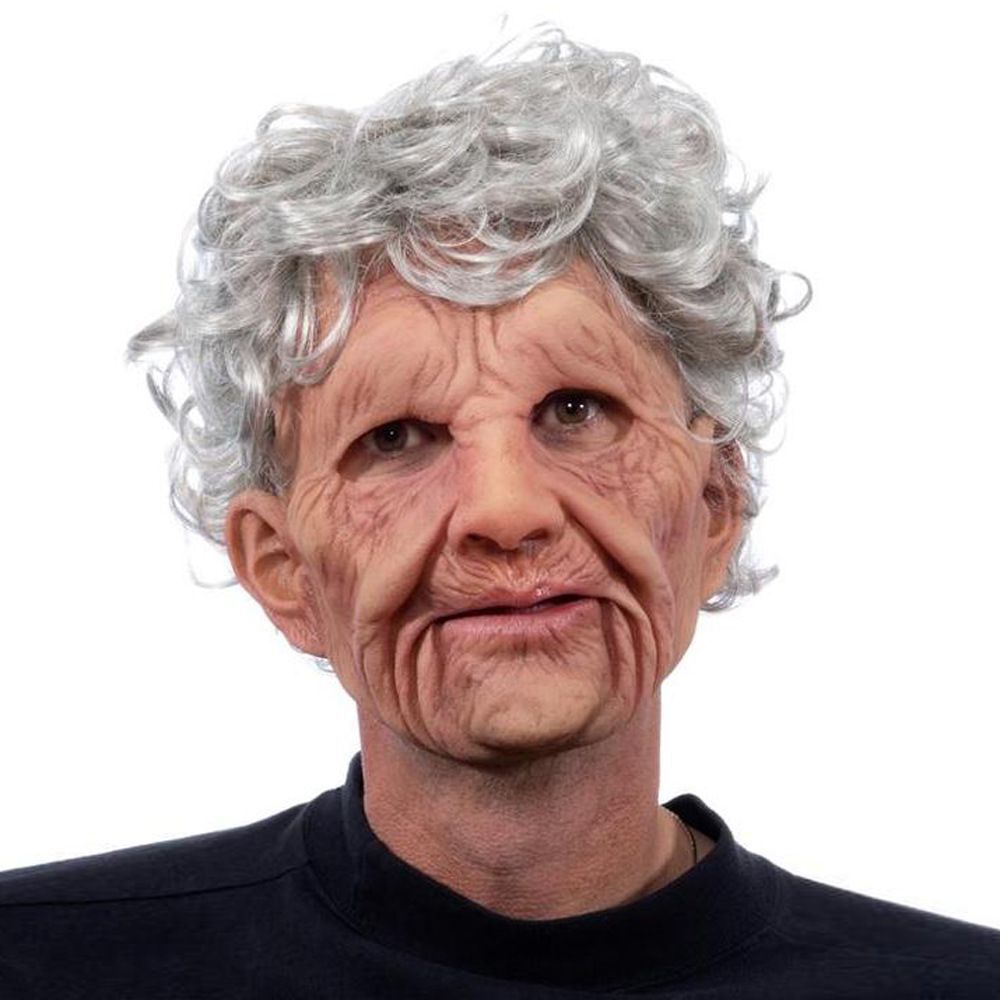 Halloween Granny Mask Latex Headgear Wig Mask by http://Loyshop.shop