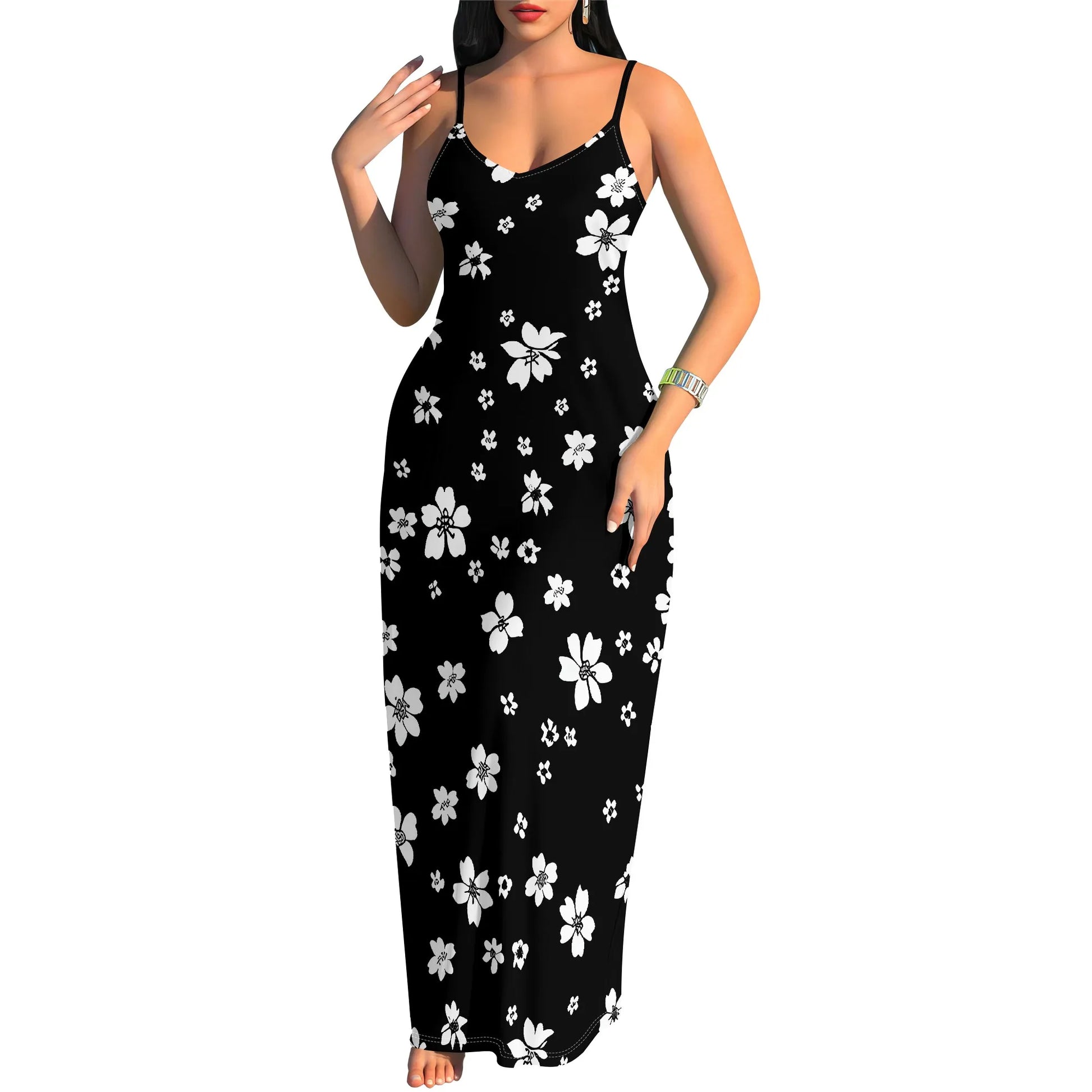 Women's 2025 spring and summer sleeveless knee length dress with hollowed out pullover, butterfly print beach casual dress by http:// Lolyshop.shop
