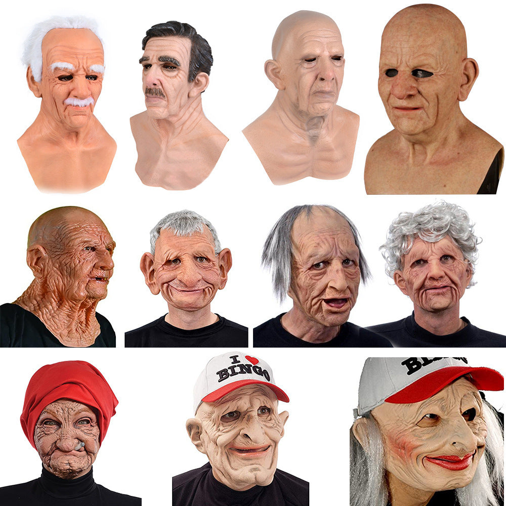 Halloween Granny Mask Latex Headgear Wig Mask by http://Loyshop.shop