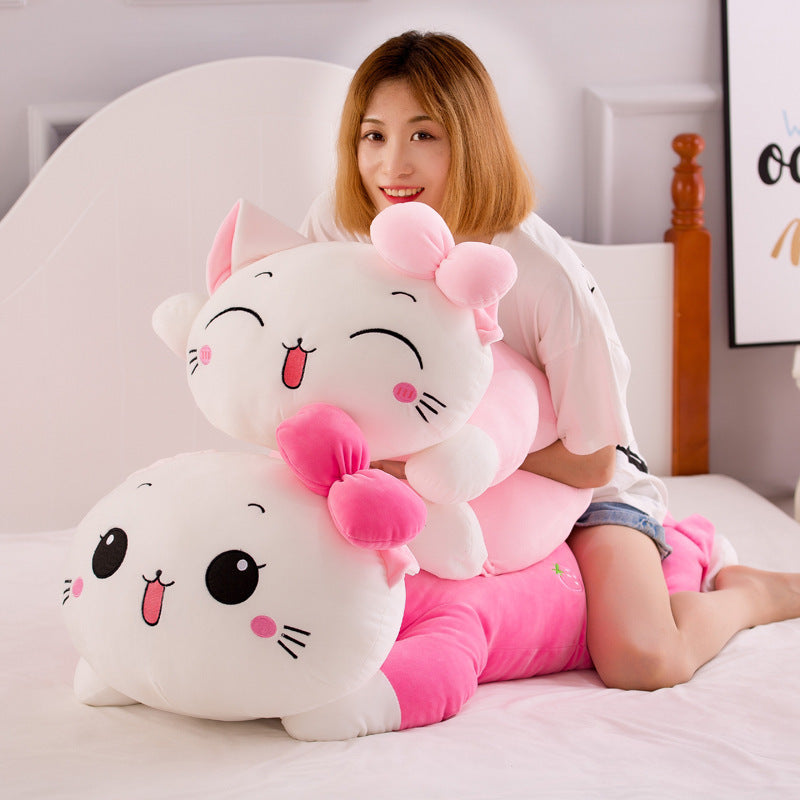 Girl's Heart Cat Plush Toy Soft Long Pillow by http://Lolyshop.shop