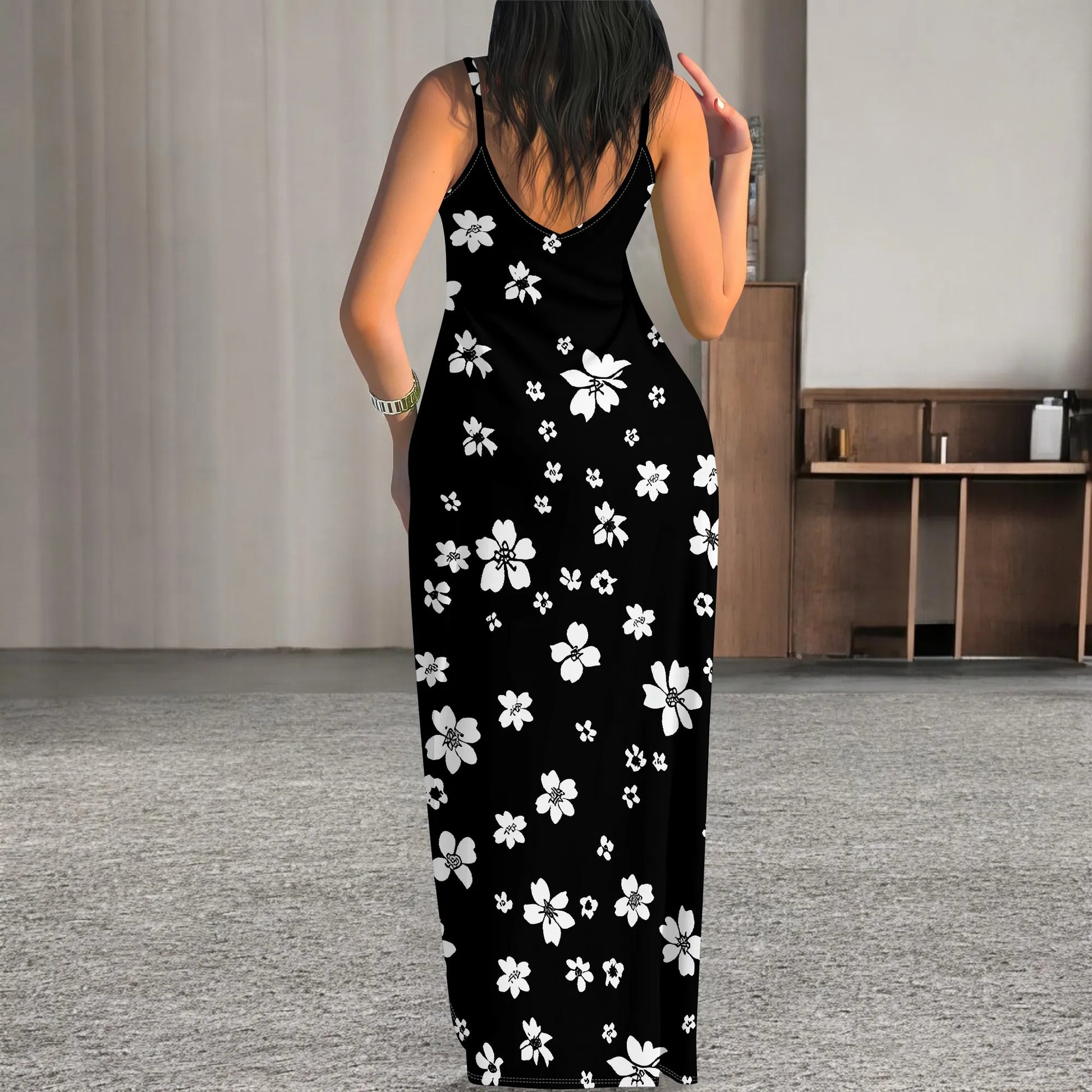 Women's 2025 spring and summer sleeveless knee length dress with hollowed out pullover, butterfly print beach casual dress by http:// Lolyshop.shop