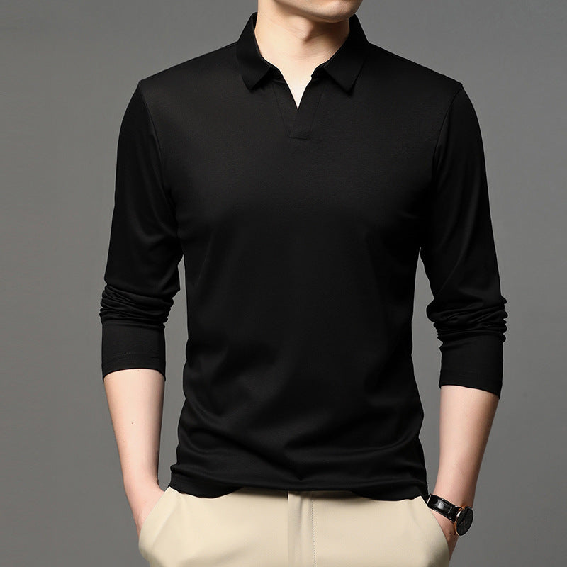 Men's Solid Color Shirt Casual Cotton Lapel Long Sleeve Top by http://Loyshop.shop