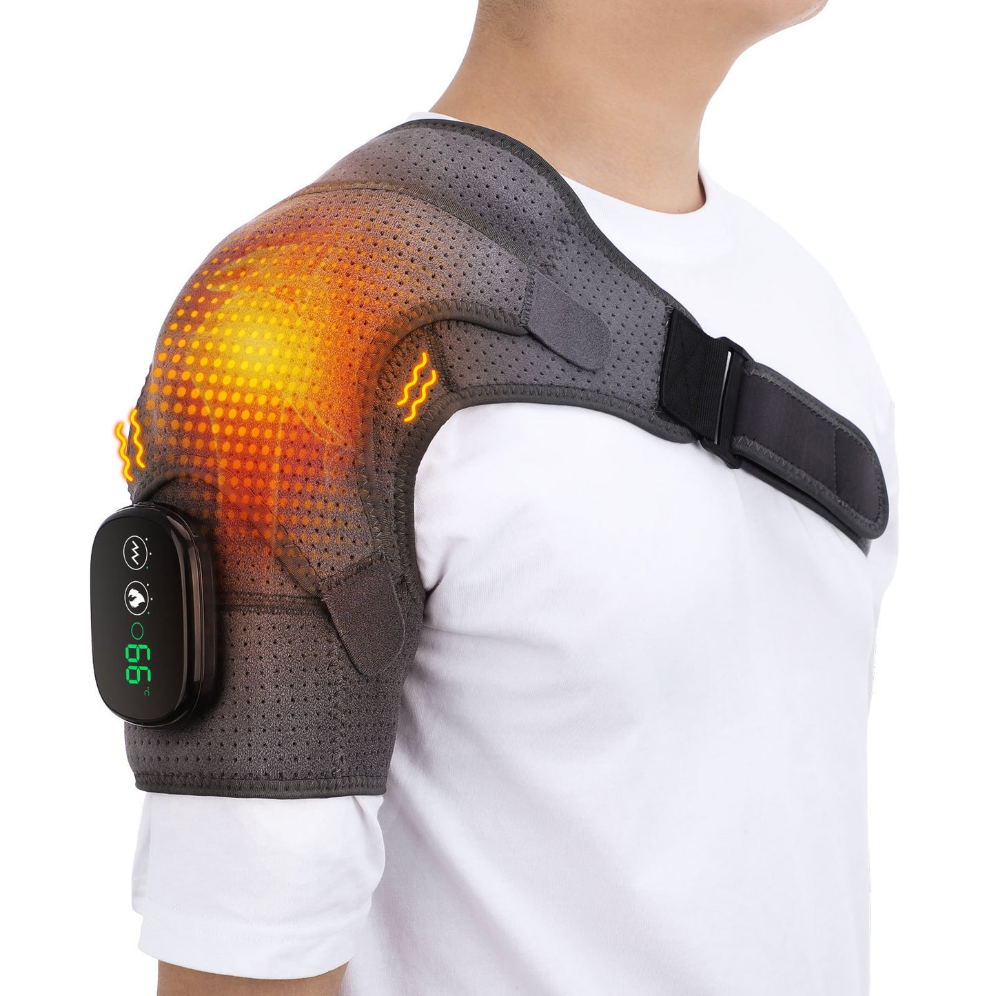 USB Rechargeable Convenient Electric Heating Shoulder Massage Heated Back Shoulder Brace Adjustable Heating Shoulder Massage Belt For Arm Muscle Relaxation - Http:// Lolyshop.shop