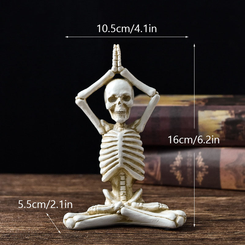 Halloween Horror Desktop Decoration Resin Ornaments Feature Modeling Yoga Skull Skeleton by http://Lolyshop.shop