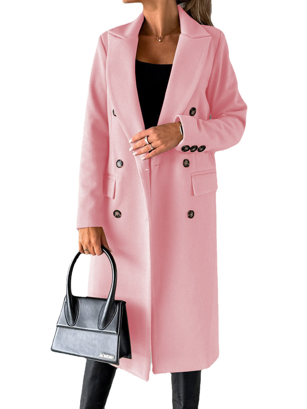 Double Breasted Lapel Coat Winter Fashion Solid Slim Long Jacket Long Sleeve Tops Womens Clothing by http://Loyshop.shop