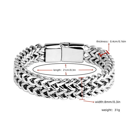 Stainless Steel Braided Double Row Front and Rear Fish Scale Alloy Magnetic Buckle Bracelet with Keel Jewelry New Model by http:// Lolyshop.shop
