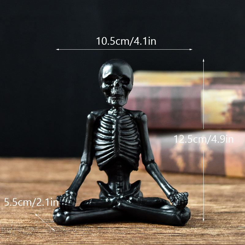 Halloween Horror Desktop Decoration Resin Ornaments Feature Modeling Yoga Skull Skeleton by http://Lolyshop.shop