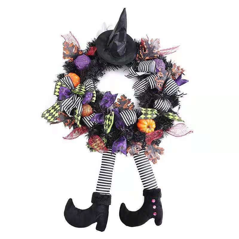 Halloween Door Hanging Wreath Supplies Decoration Halloween Witch Hat Leg Pumpkin Door Wreath Halloween For Home Party Supplies by http://Loyshop.shop