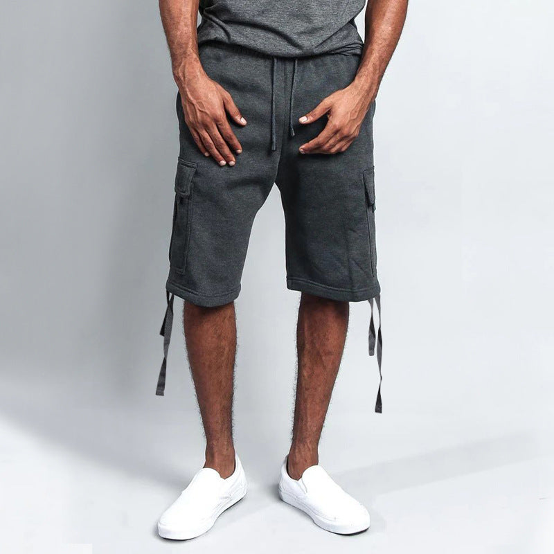 Men's Casual Five-point Overalls Multi-pocket Loose Straight Shorts by http://Lolyshop.shop
