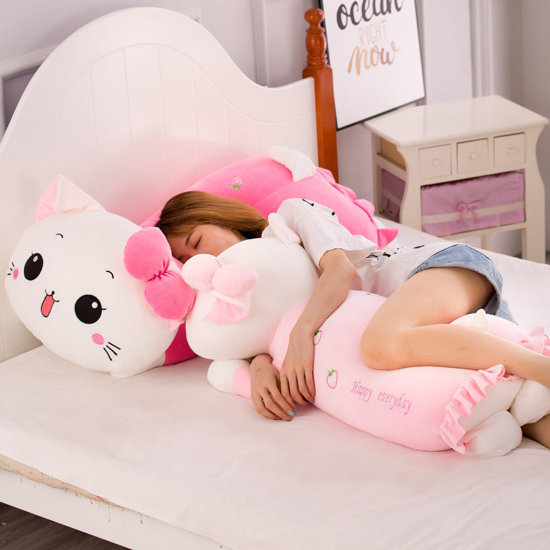 Girl's Heart Cat Plush Toy Soft Long Pillow by http://Lolyshop.shop