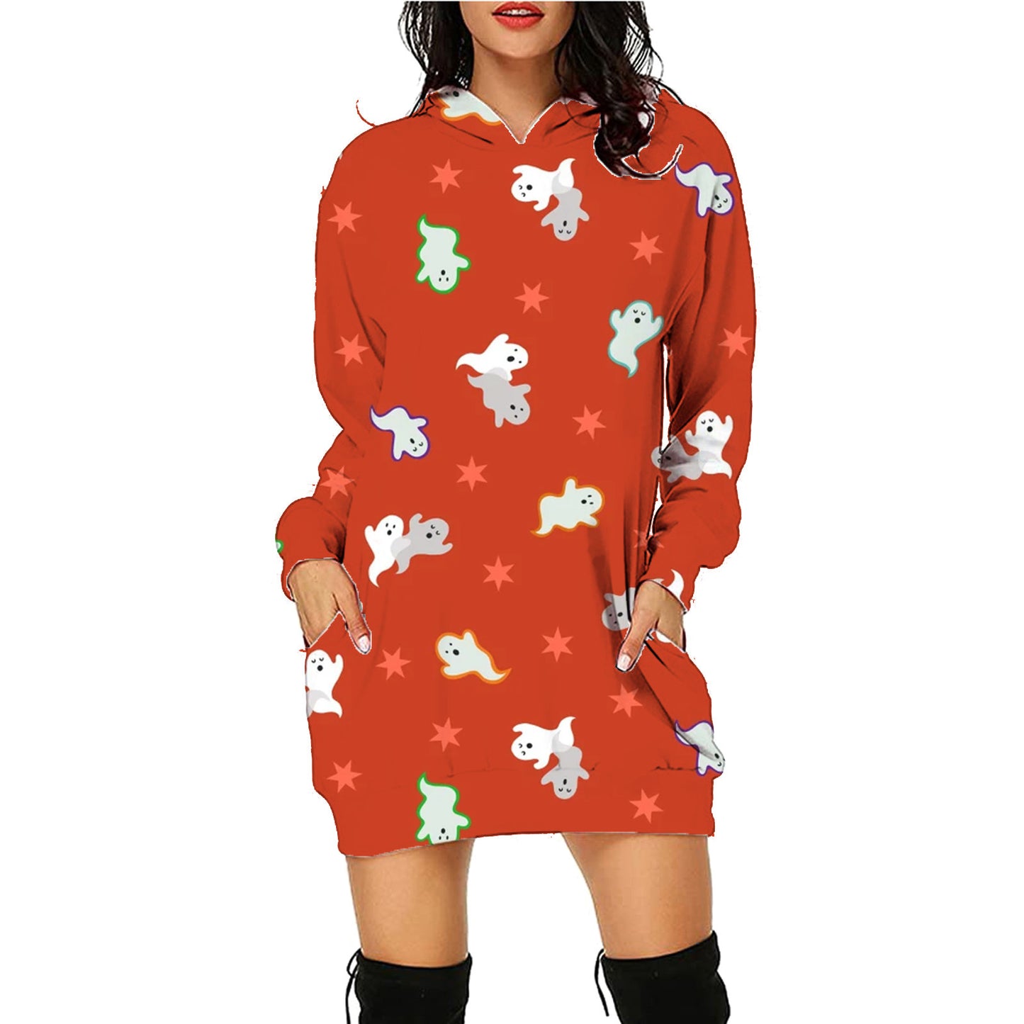 Halloween Print Long Hoodie With Pockets Sweater Long Sleeve Clothes Women by http://Loyshop.shop