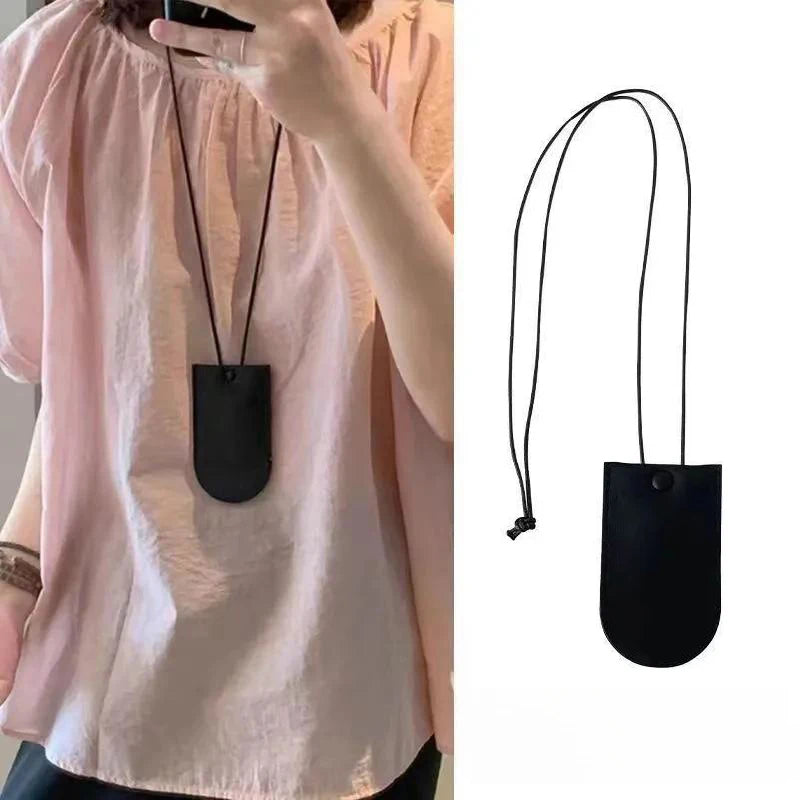 Simple Personalized Multifunctional Leather Sunglasses Clip Organizer Necklace Creative Cute Pouch Pendant Sweater Chain Jewelry